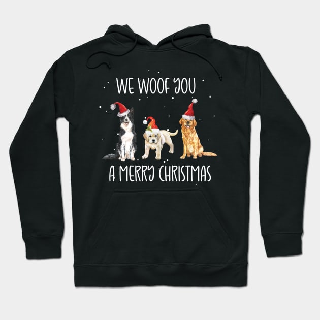 We Woof You a Merry Christmas / Snow Christmas Dog Lover Santa Hat Hoodie by WassilArt